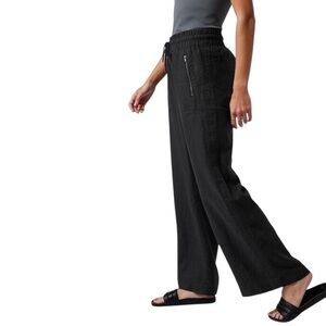 ATHLETA Cabo 100% Linen Wide Leg Elastic Waist Pants